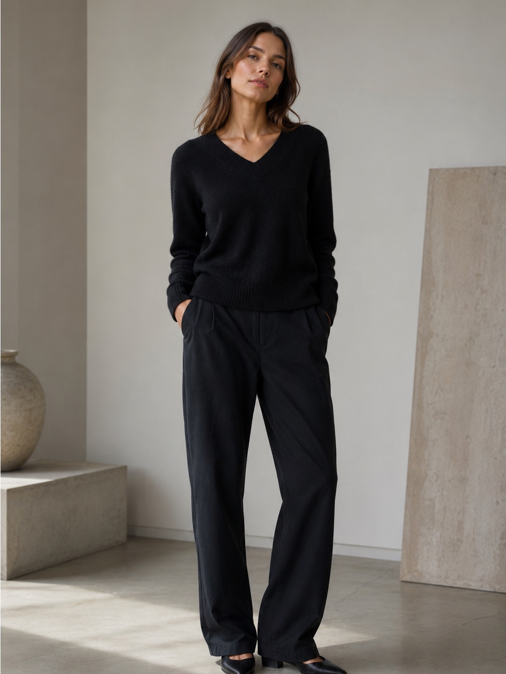 Vince Black Cashmere Wool V-Neck Sweater Sz Small Luxury Knit Classic